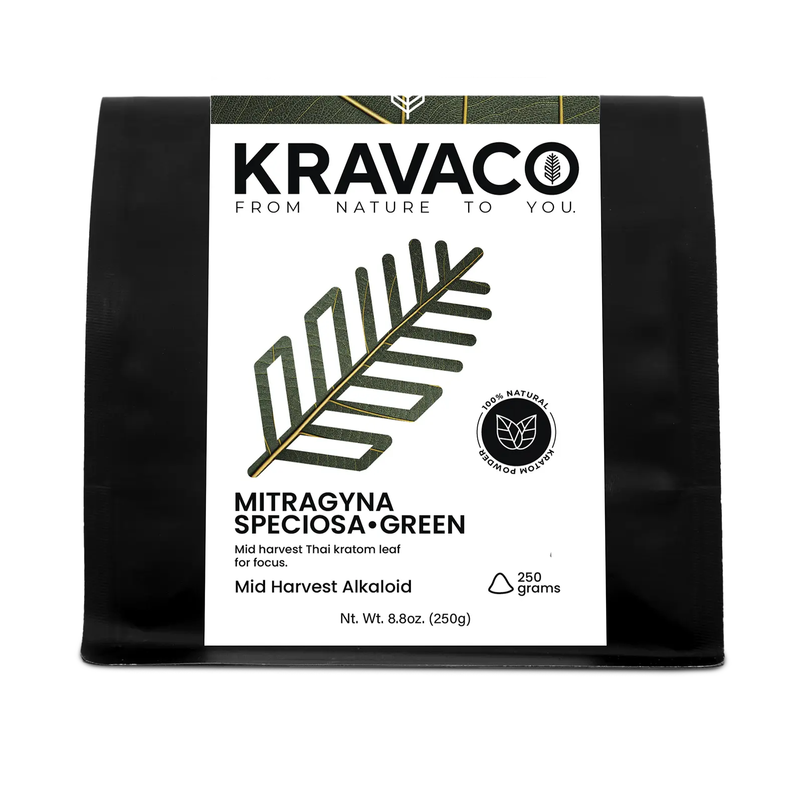 Kravaco's Kratom Green, Mitragyna Speciosa Powder