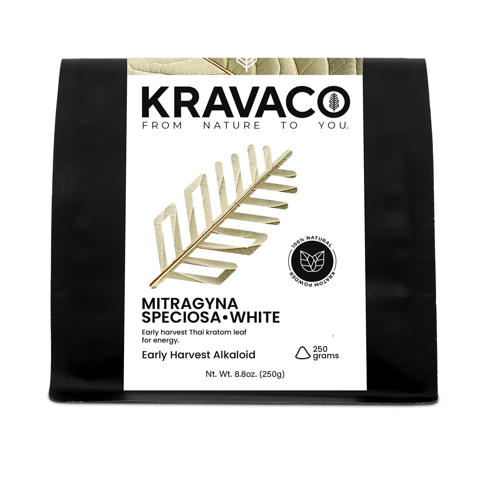 Kravaco's Kratom White, Mitragyna Speciosa Powder